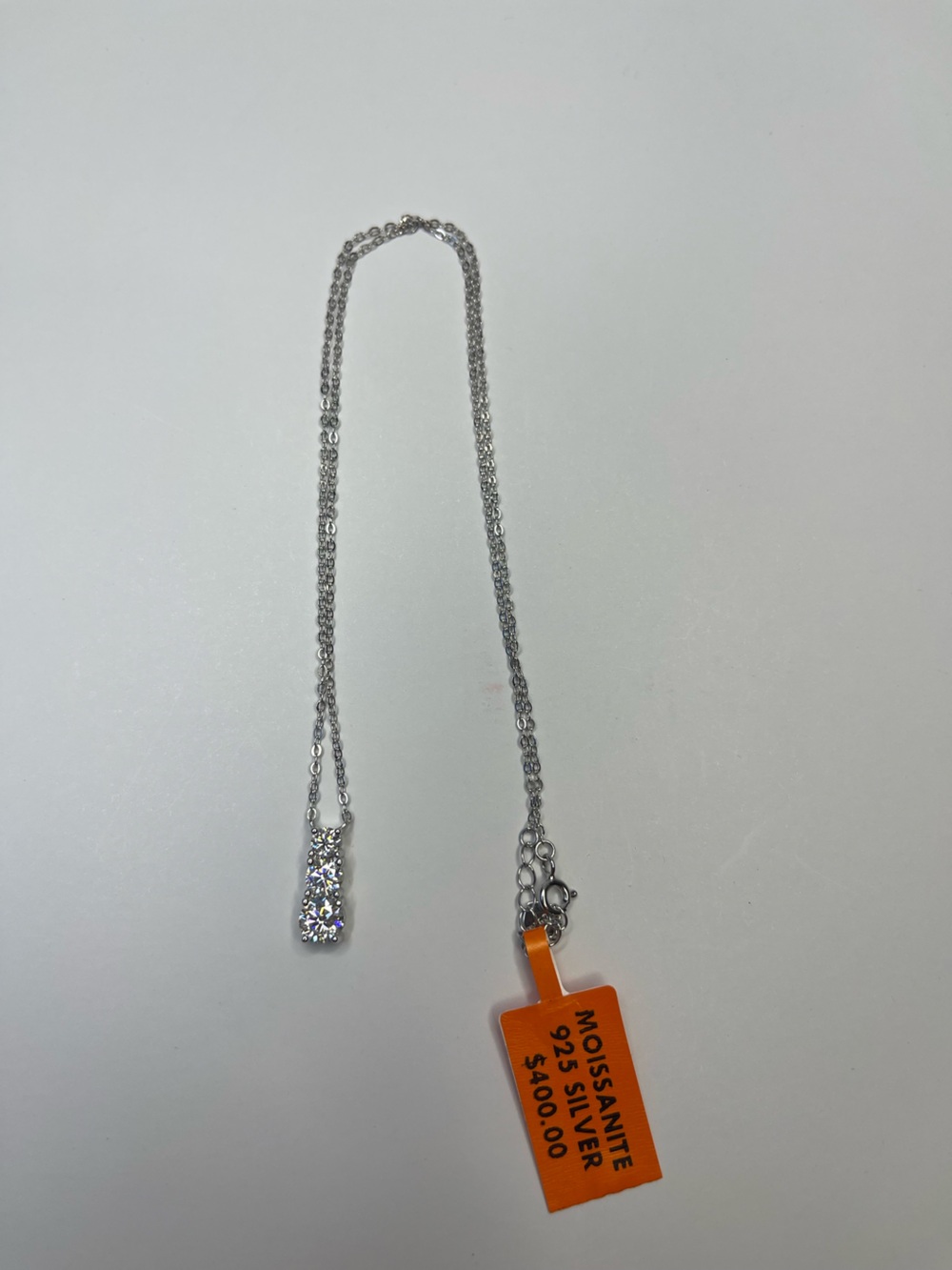 Three Stone Moissanite Necklace
